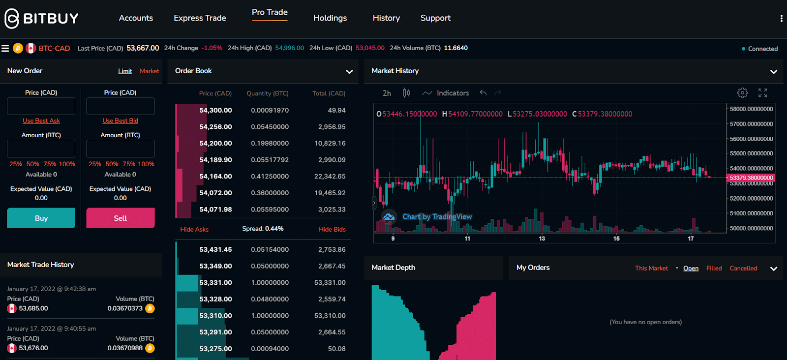 Bitbuy Pro Trading Screenshot