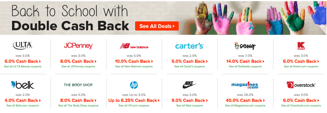 save money with cashback: Ebates Cash Back Deals