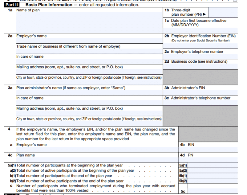 Form 5500-EZ Part 2