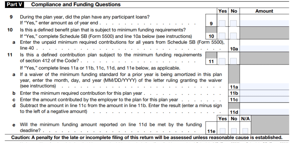 Form 5500 Part 5